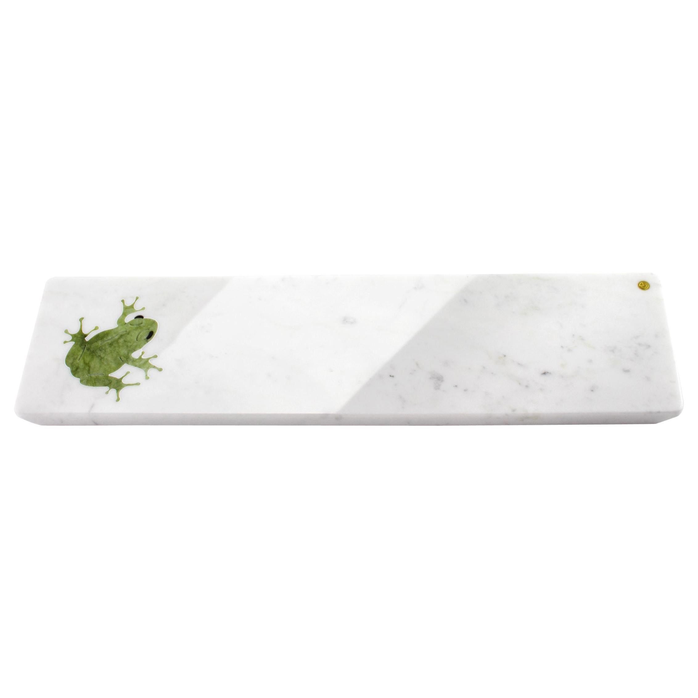 Plateaux de table de collection en marbre blanc de Carrare et vert de Ming