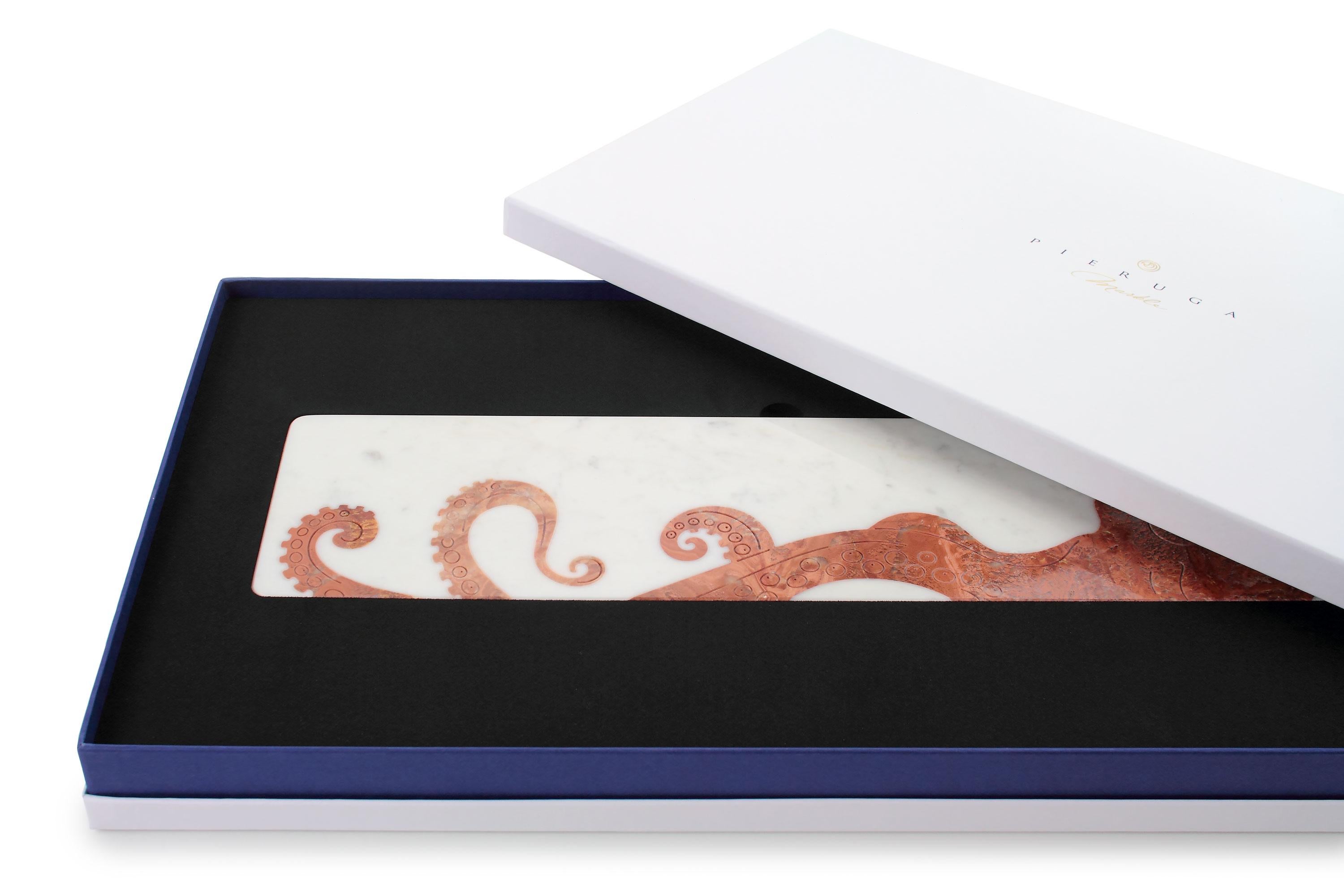 Italian Centerpiece Tableware Platters White Marble Red Onyx Octopus Handmade Italy For Sale