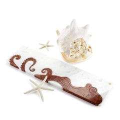 Centerpiece Tableware Platters White Marble Red Onyx Octopus Handmade Italy