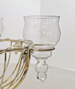Centerpiece Silver-plated Metal Glass Mid-Century Mode Italian Design 1950/60s