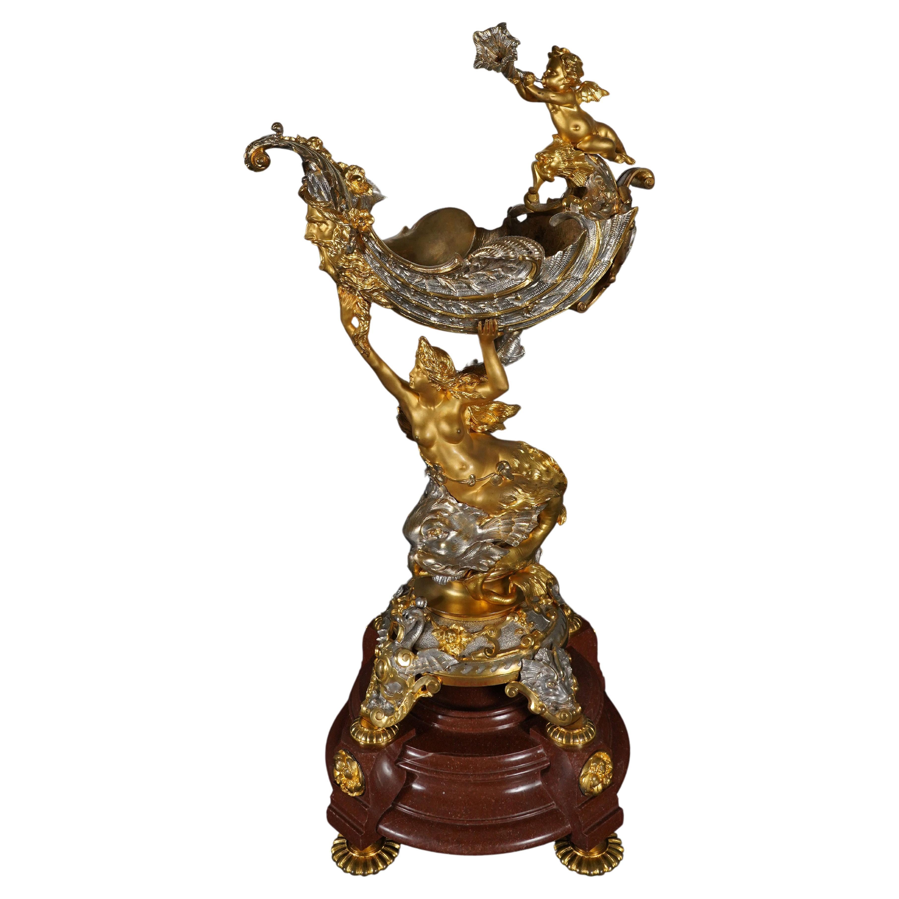 Centerpiece "The Naiad", attributed to G. Denière, France, circa 1870 For Sale