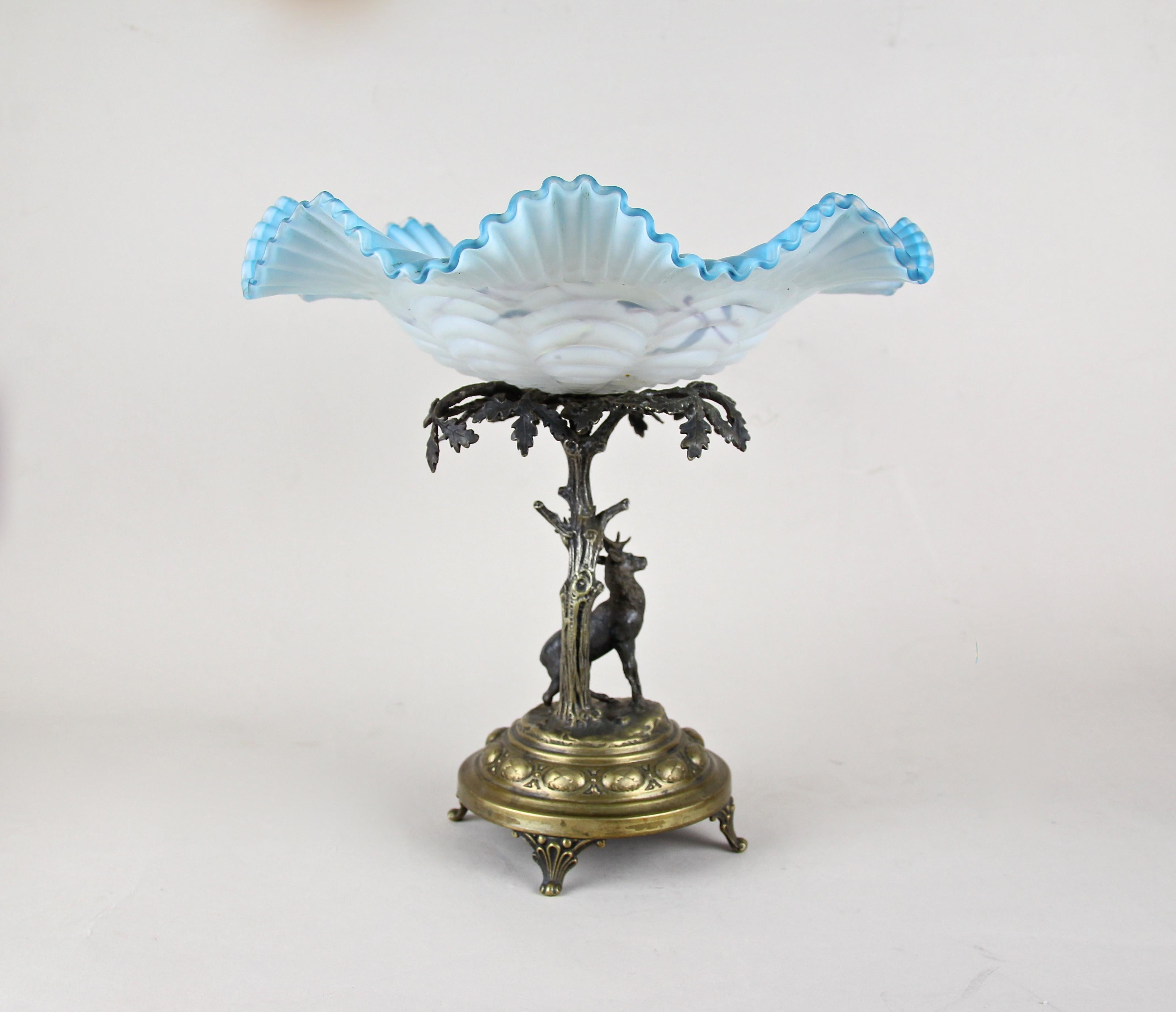 Hand-Painted Centerpiece with Frilly Glass Top, Austria, circa 1890