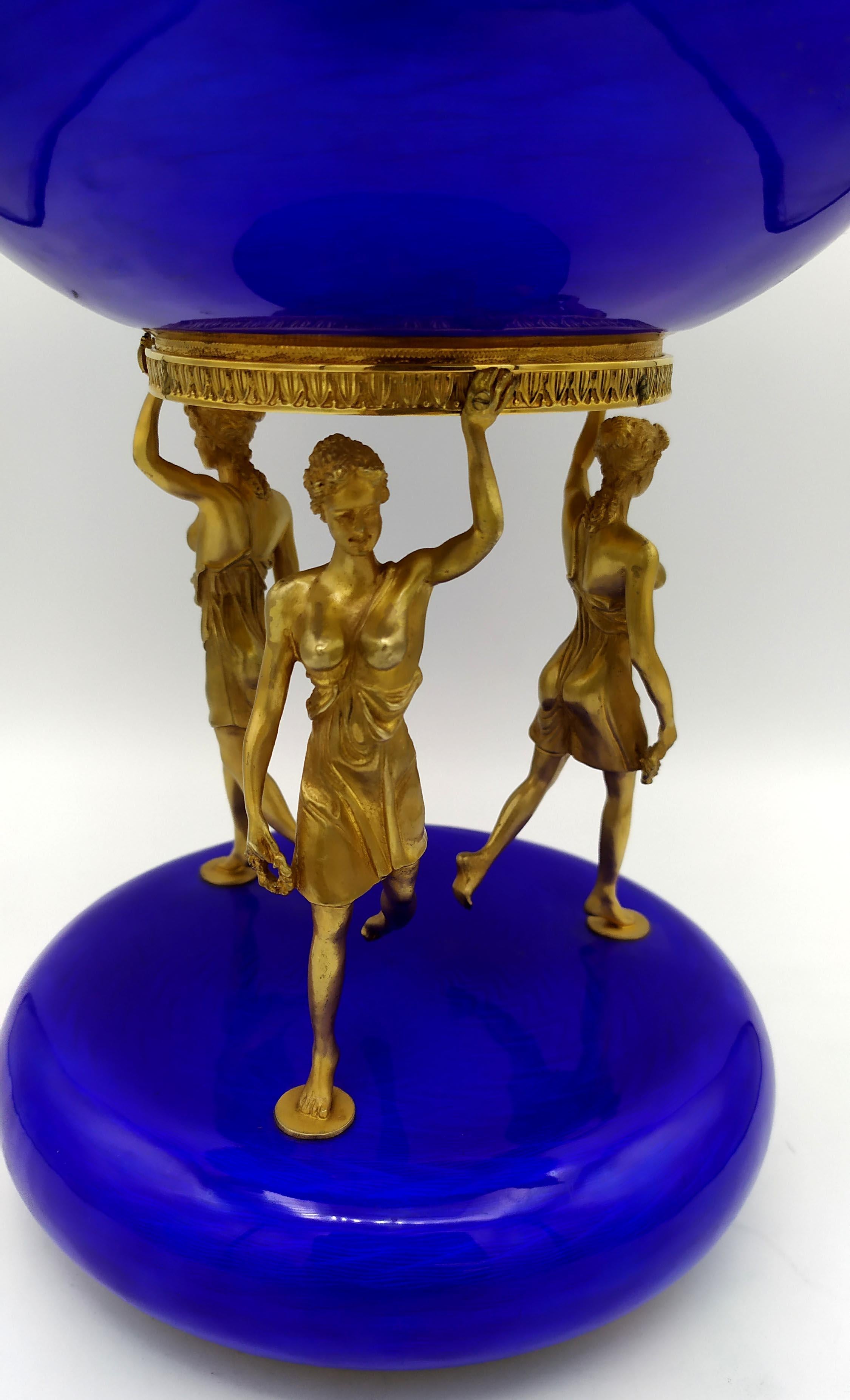 Centro de mesa mujer joven esmalte azul cocido plata de ley Salimbeni en venta 3