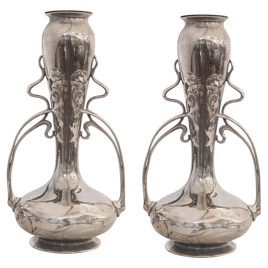 Vases, Jugendstil, Art Nouveau, Liberty, German, 1910, WMF For Sale