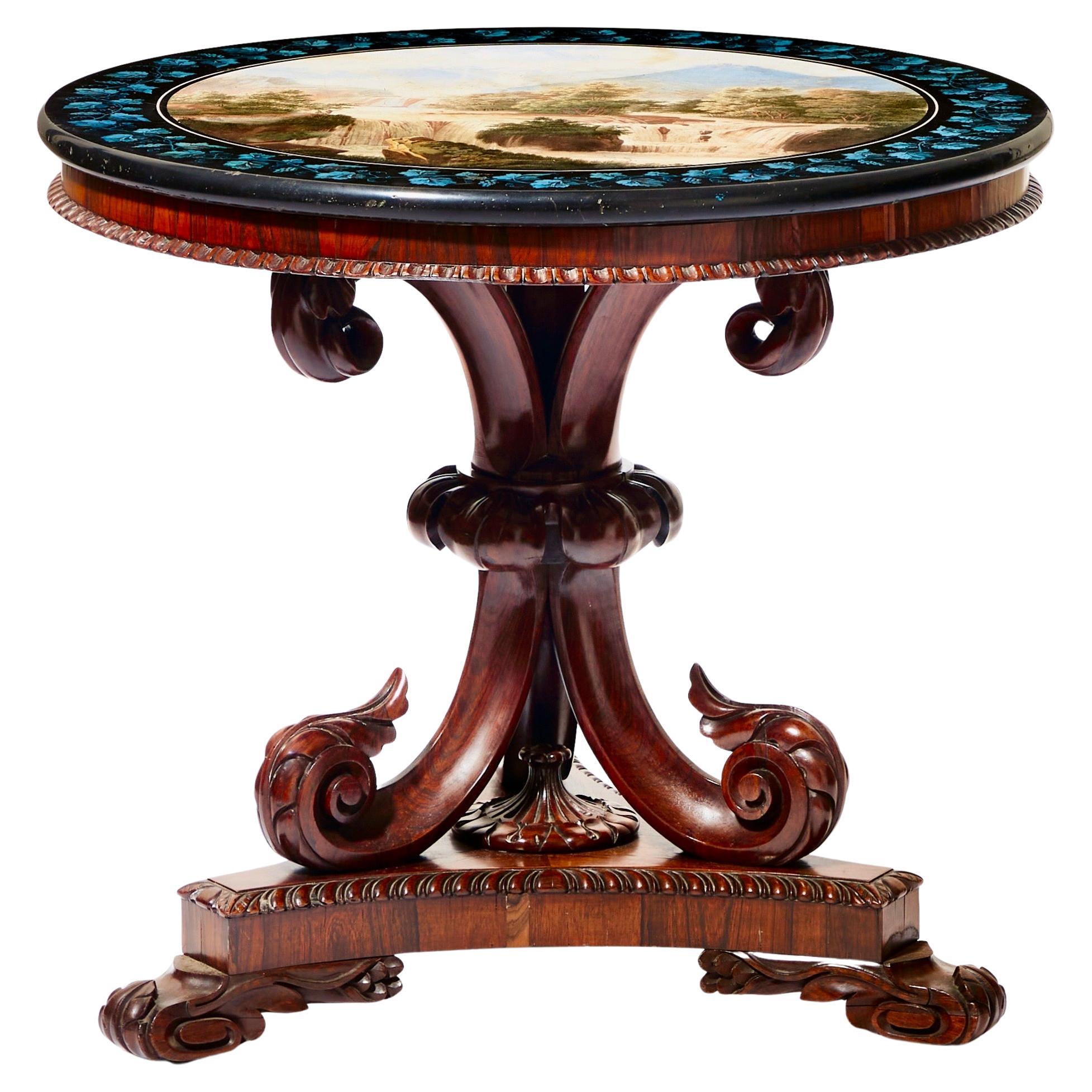 Centertable with a Top of Scagliola Attri to the Della Valle Brothers in Italy
