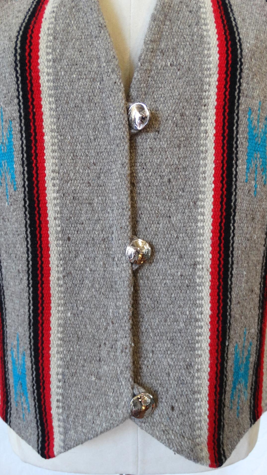 Centinela Traditional Arts Chimayo Wool Vest In Good Condition In Scottsdale, AZ