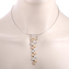 Centoventuno 18 Karat White and Rose Gold Cascading Diamond Pave Discs Pendant