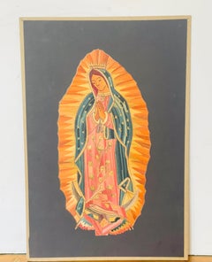 Arte popolare etnografica centroamericana: collage religioso dedicato a Santa Maria realizzato con paglia