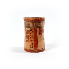 Central American Mayan Polychrome Cylindrical Vessel