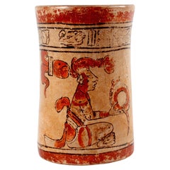 Central American Mayan Polychrome Cylindrical Vessel