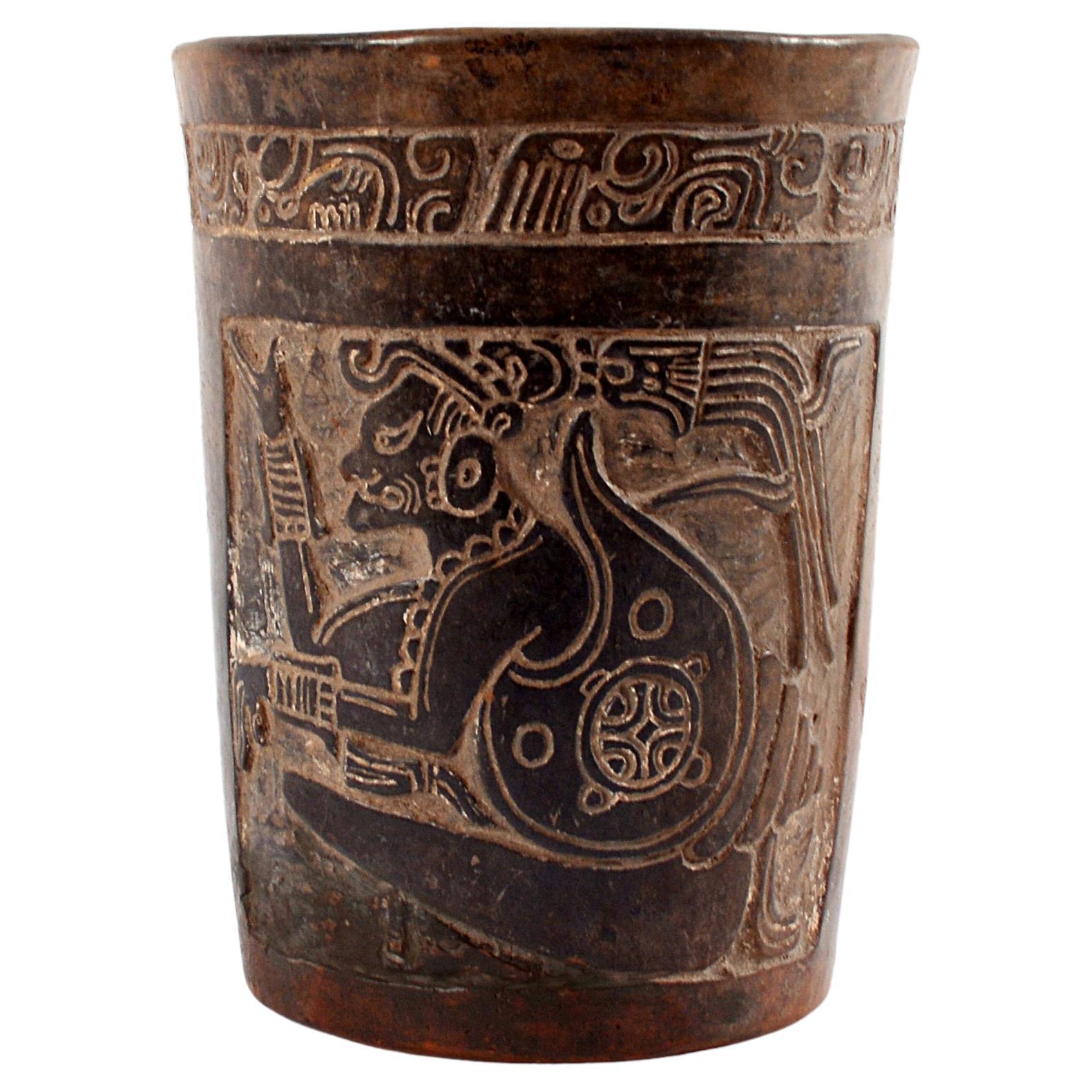 Central American Mayan Terracotta Cylindrical Vessel