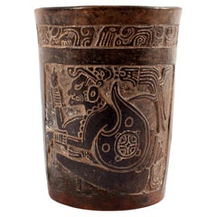 Central American Mayan Terracotta Cylindrical Vessel
