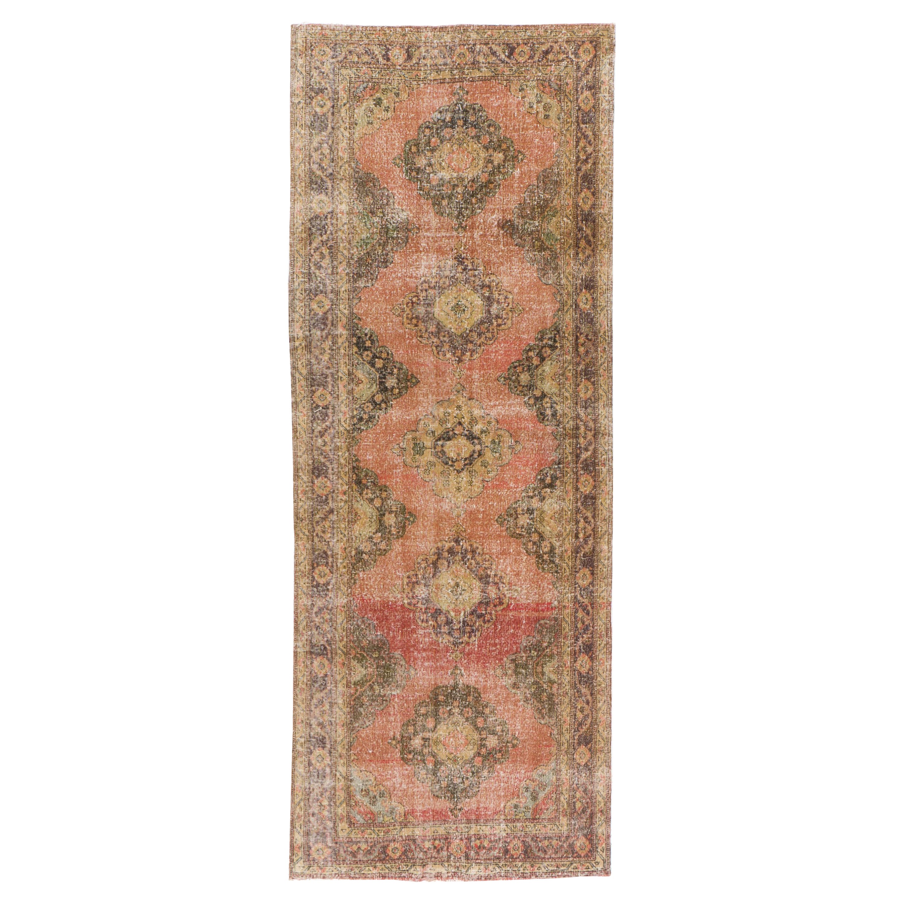 Tapis Corridor de Village d'Anatolie centrale, tapis de couloir de couloir fait à la main, années 1960