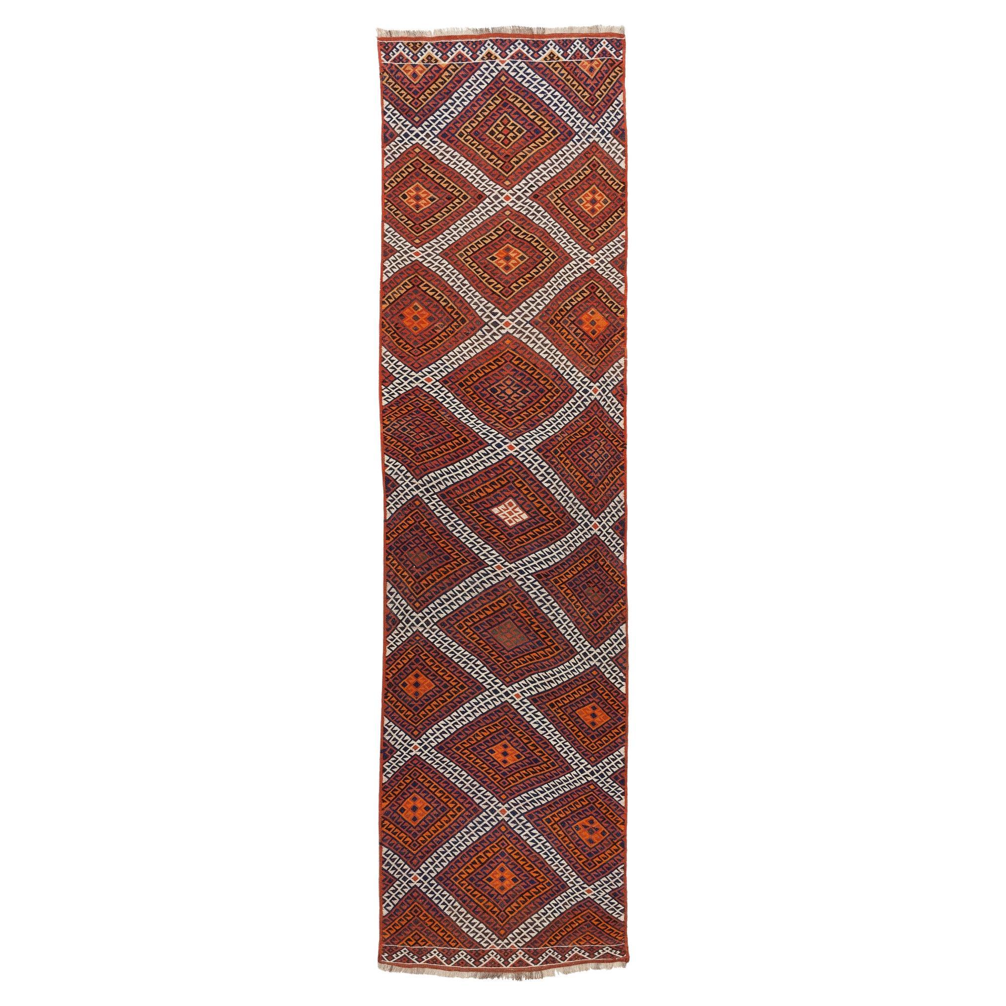 Anatolia Central Antiguo Corredor Kilim, Alfombra de Lana Alfombra Turca Vintage