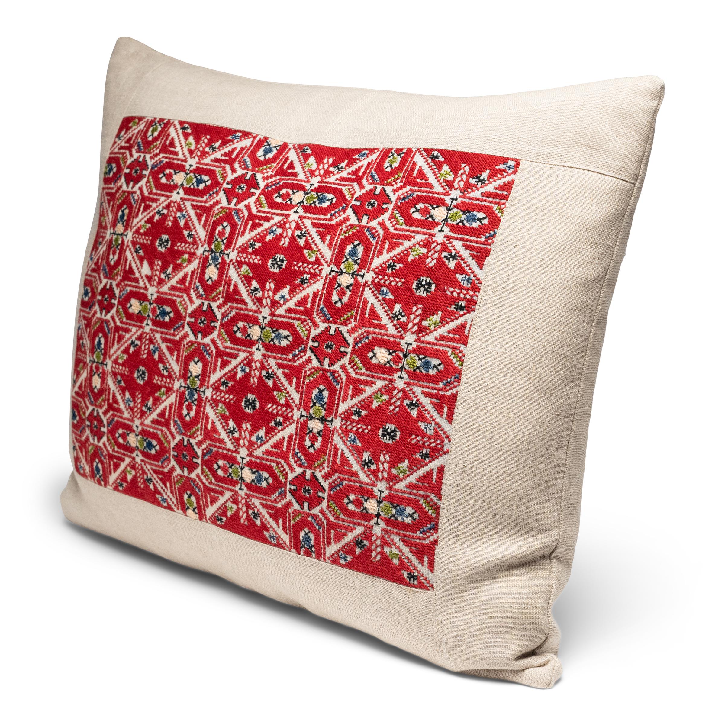 Folk Art Central Asian Embroidery Throw Pillow For Sale