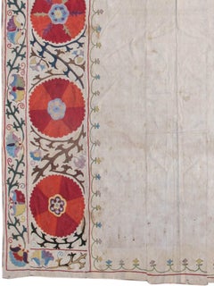 Central Asian Floral Suzani Rug, 19th Century