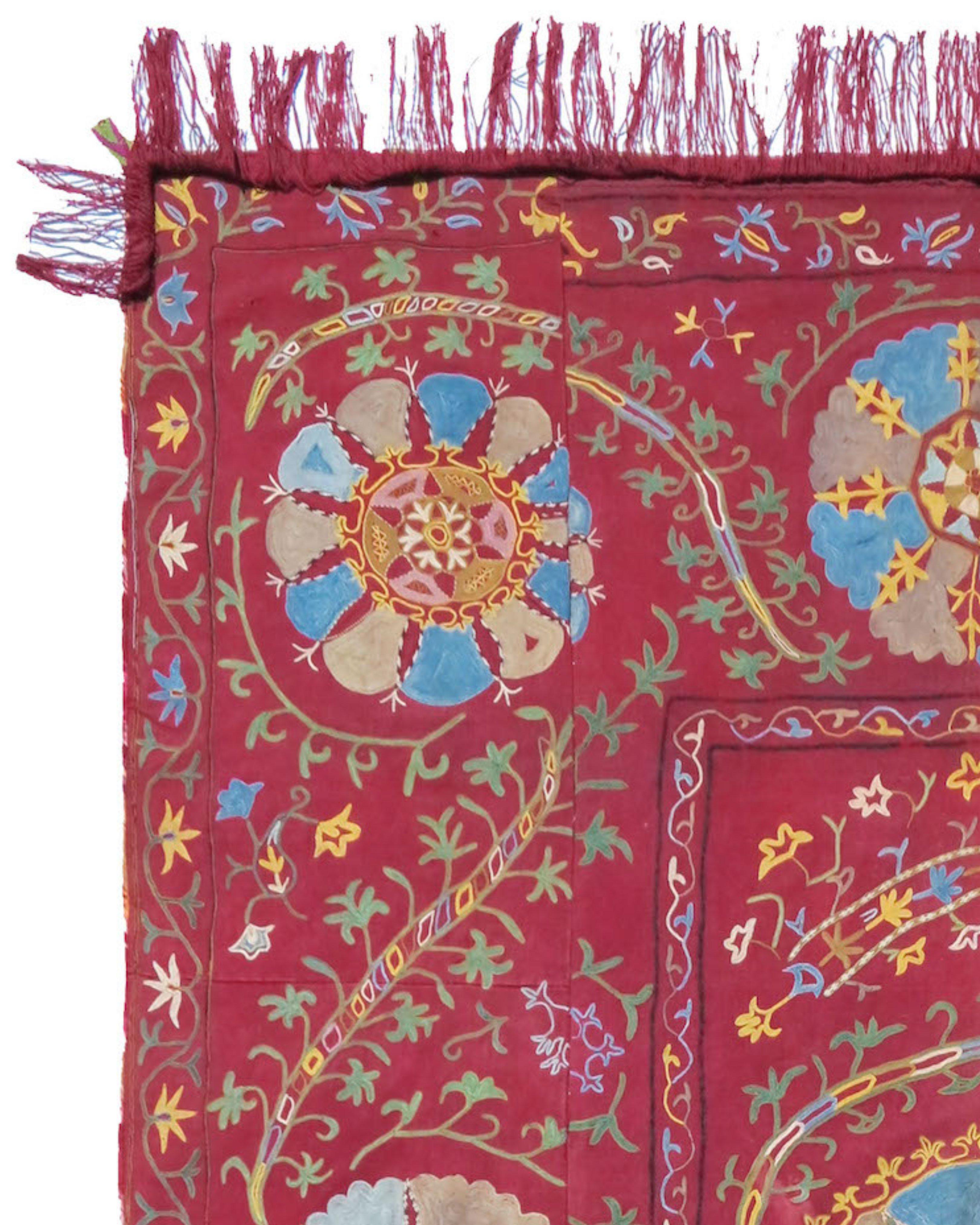 Uzbek Central Asian Suzani Rug, Mid-19th Century For Sale