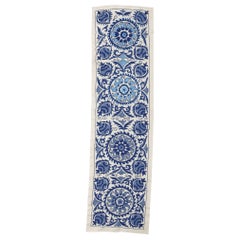 1.8x6.3 Ft Uzbek Silk Hand Embroidery Wall Hanging. Suzani Textile, Table Runner