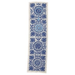 1.8x6.3 Ft Uzbek Silk Hand Embroidery Wall Hanging. Suzani Fabric Table Runner