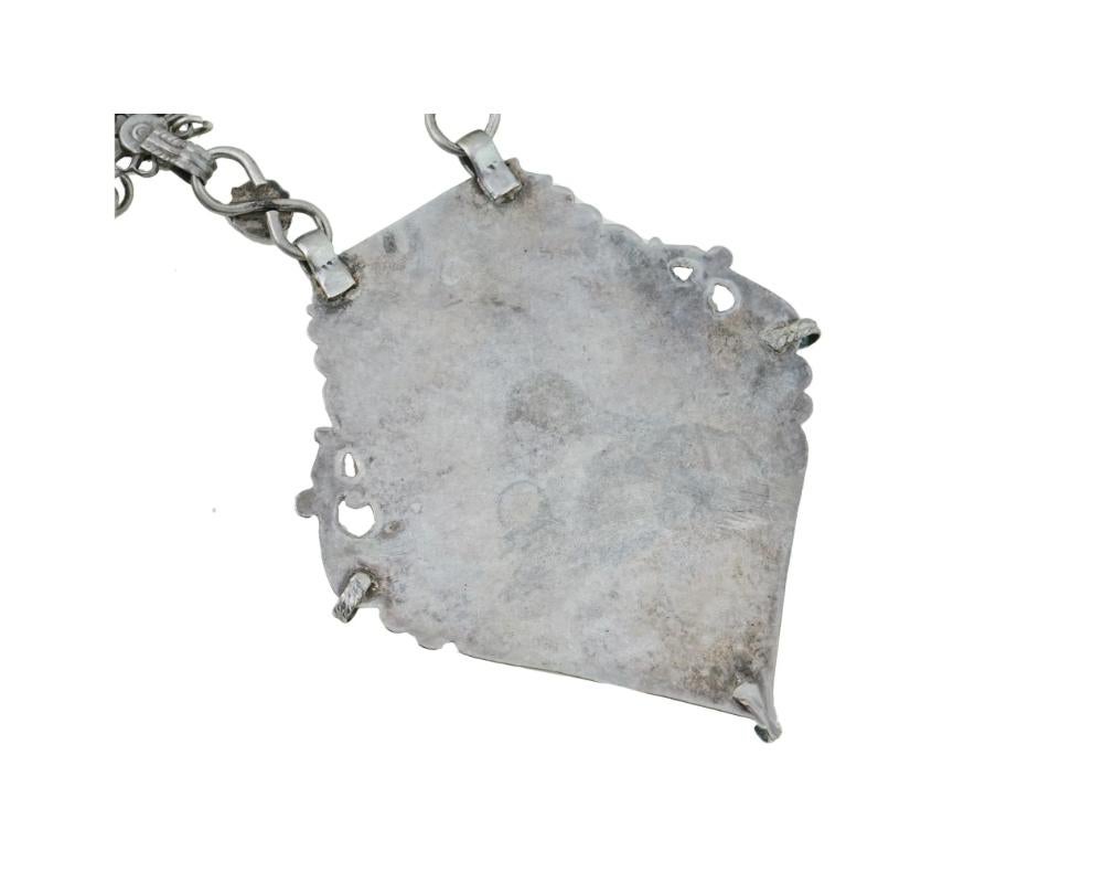 Mittelasiatische Stammeskunst Silber Talisman Kette Halskette im Angebot 1