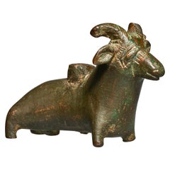 Antique Central Asiatic, Bronze Kohl Vessel in the Form of a Recumbent Ram