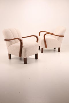 Central European Art Deco Armchair in Beech and Oak, circa 1930