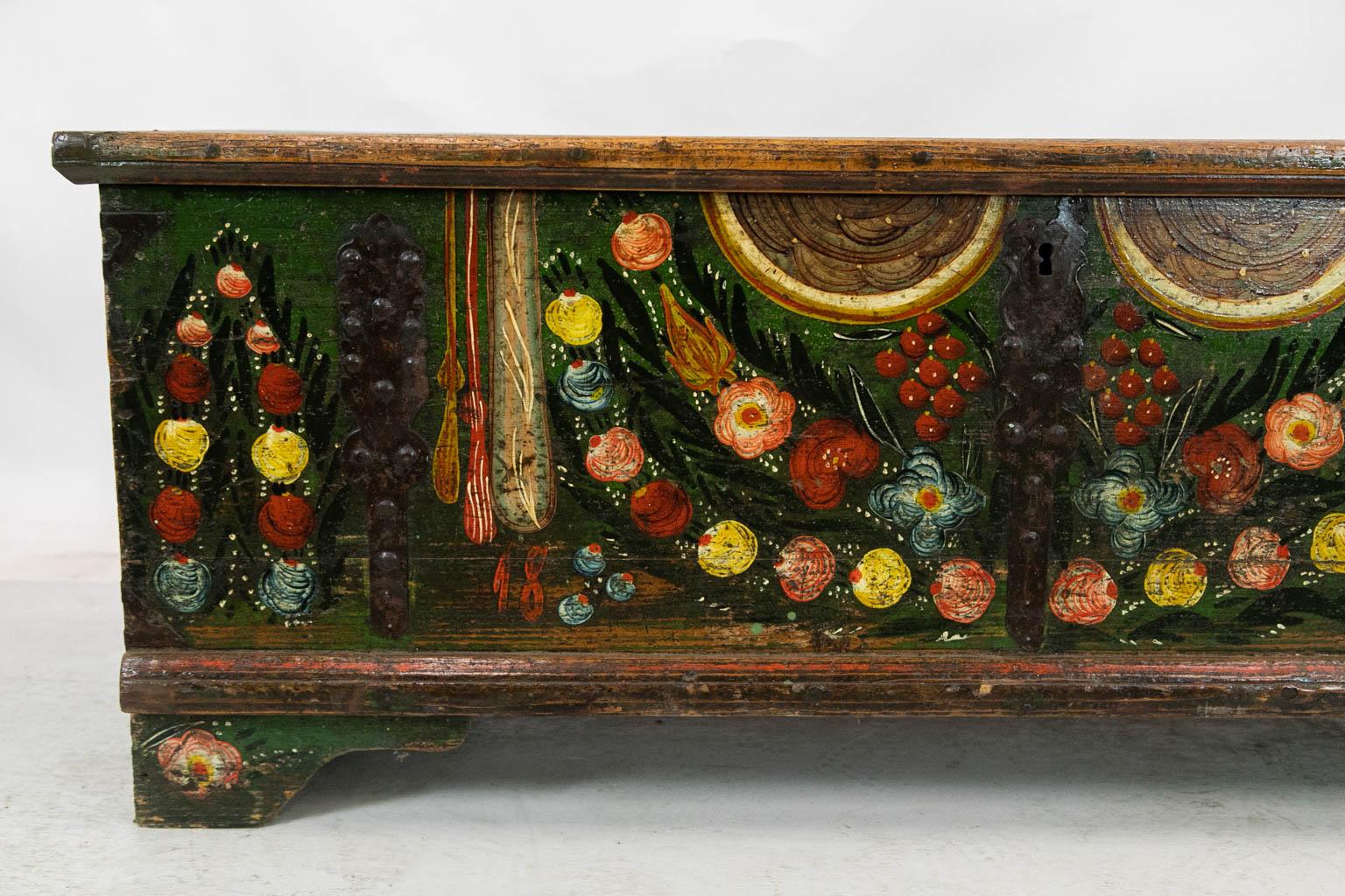 Hand-Painted Central European Blanket Chest