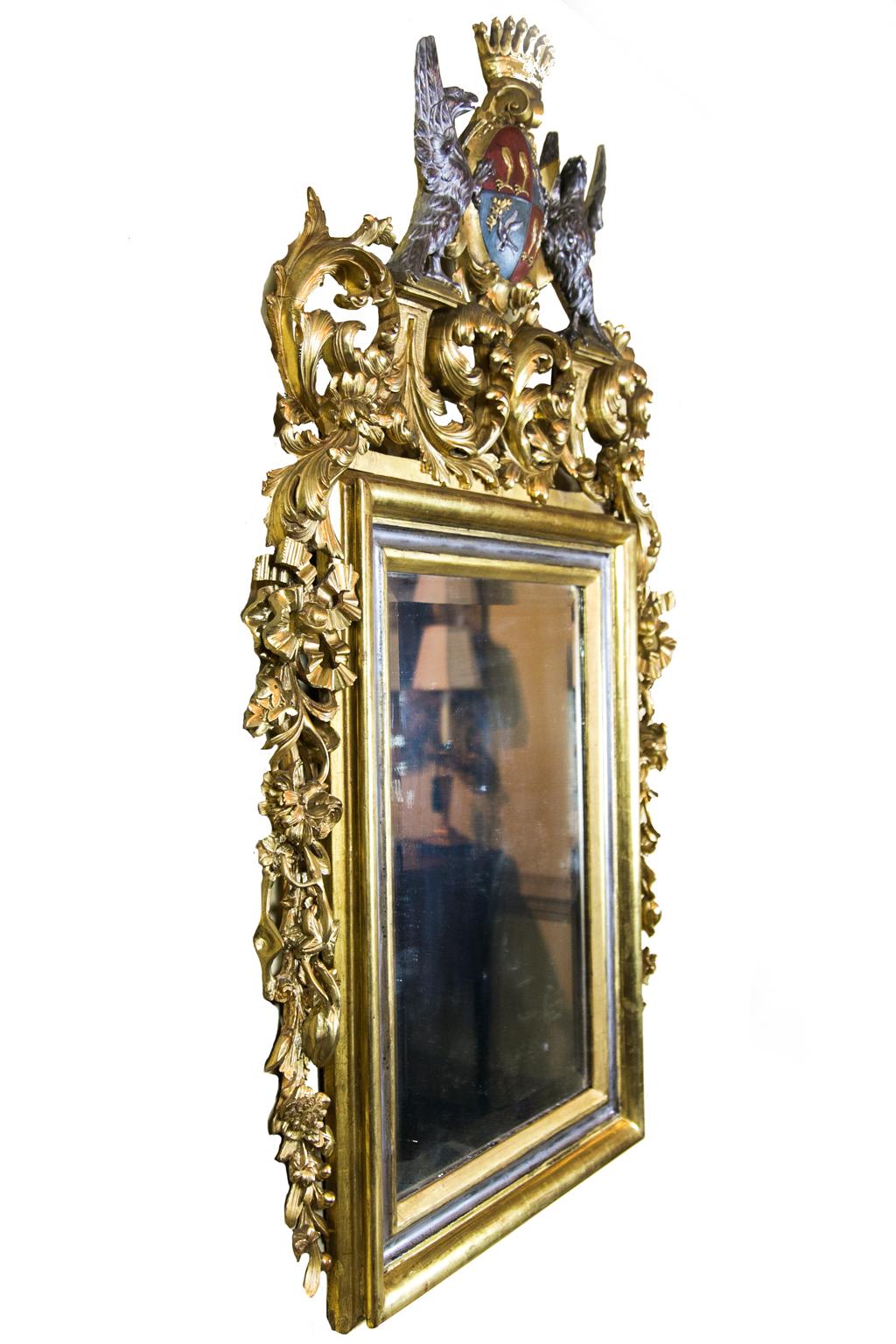 Central European Carved Gilt Mirror In Good Condition In Wilson, NC