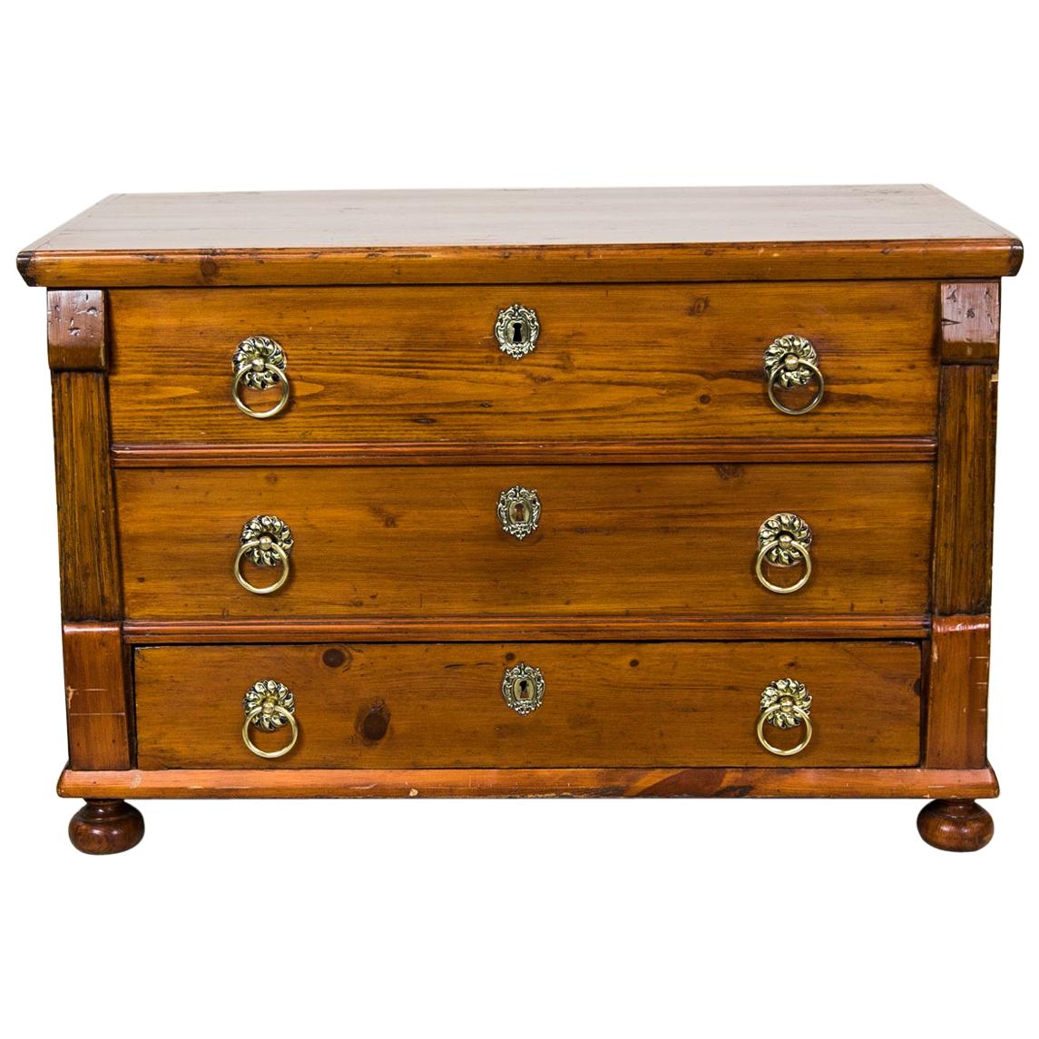 Central European Lift Top Pine Chest For Sale