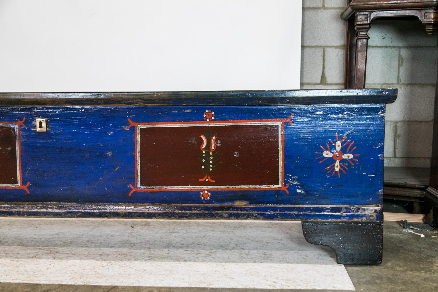 Romanian Central European Long Painted Blanket Chest