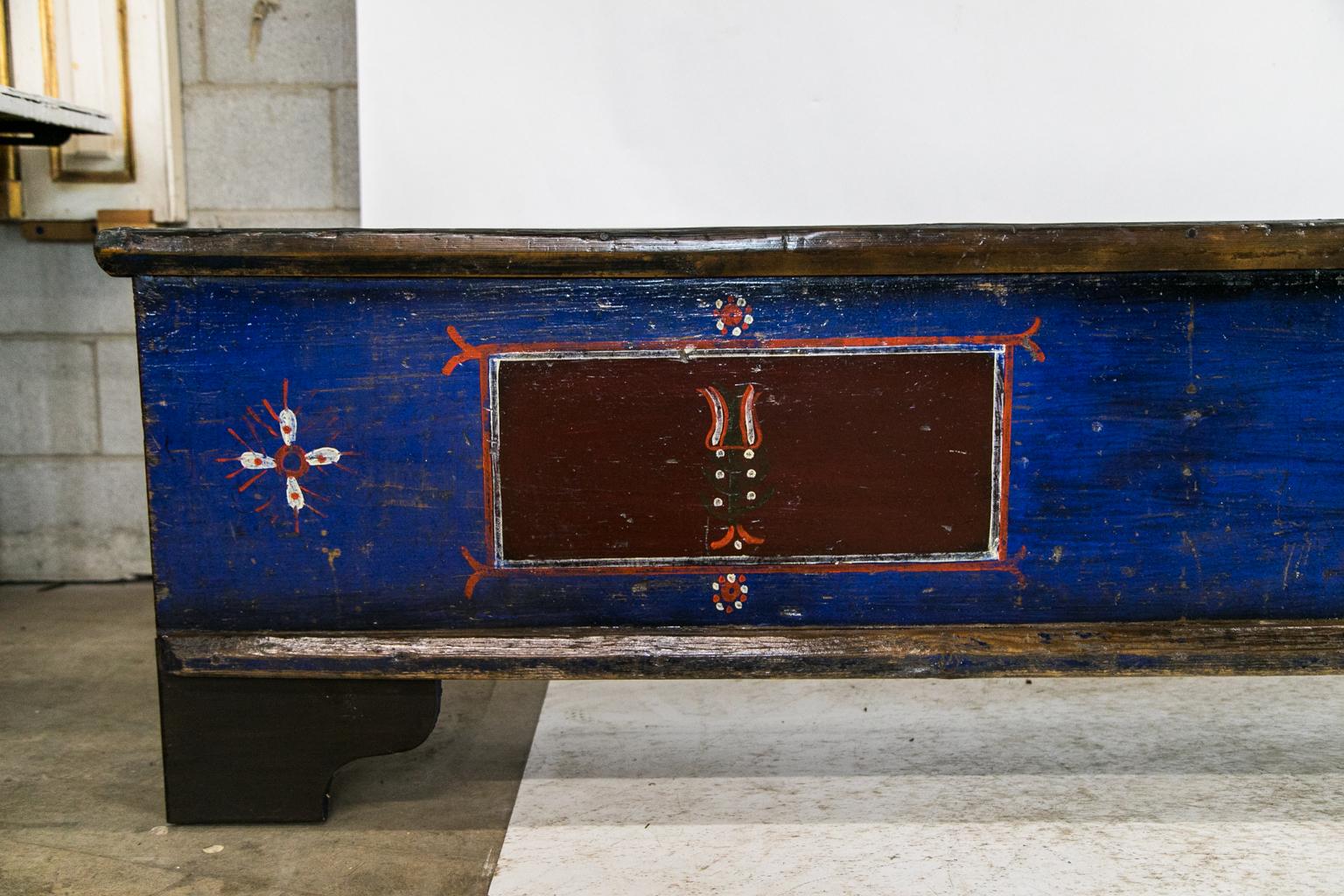 Mid-19th Century Central European Long Painted Blanket Chest