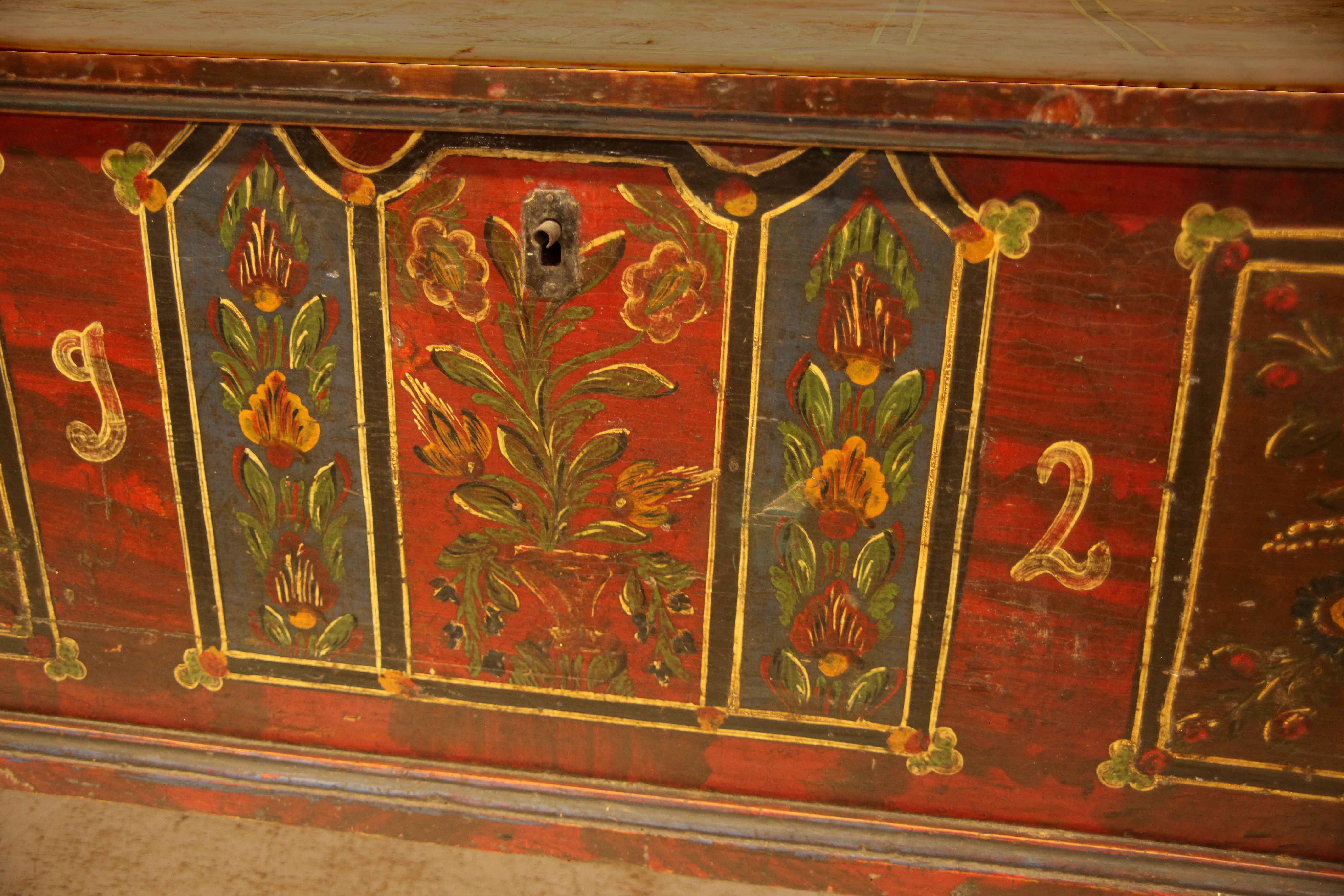 Central European Painted Blanket Chest For Sale 3