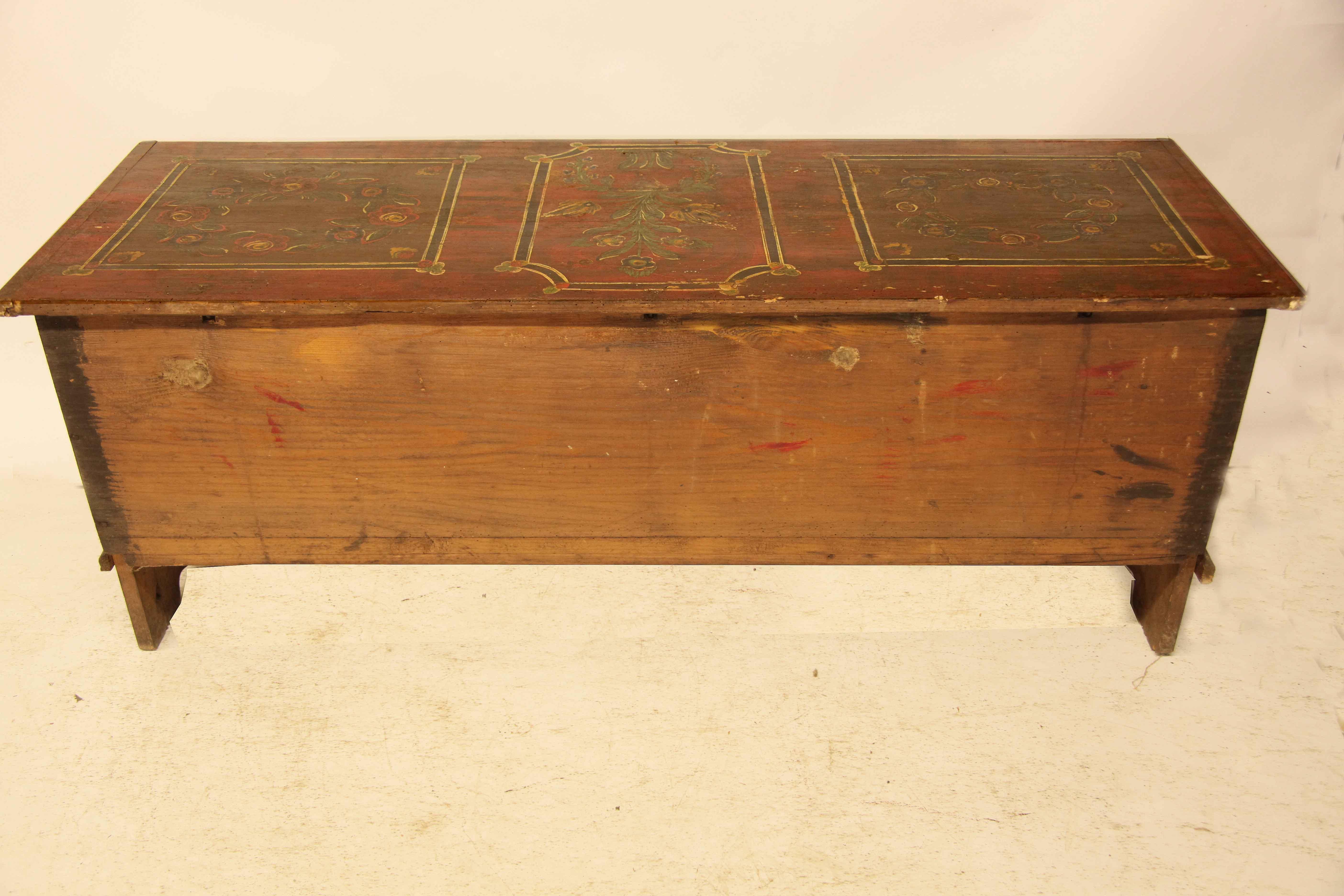 Central European Painted Blanket Chest For Sale 7