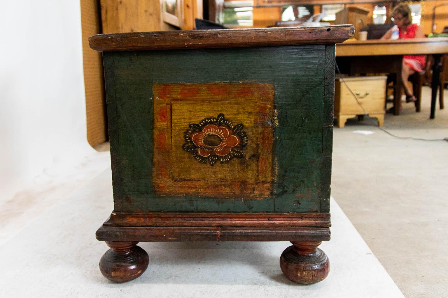 Central European Painted Blanket Chest For Sale 9