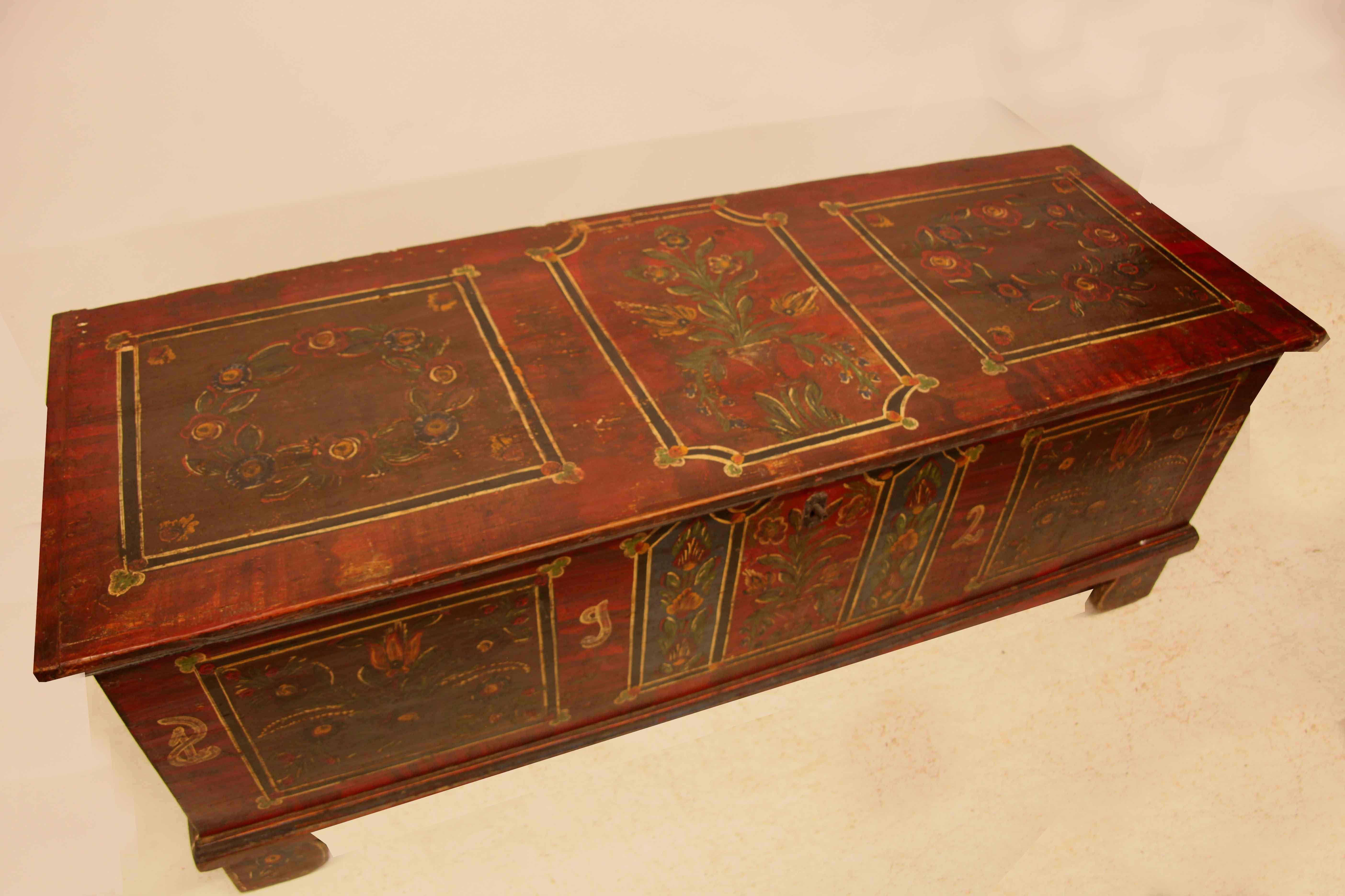 Romanian Central European Painted Blanket Chest For Sale