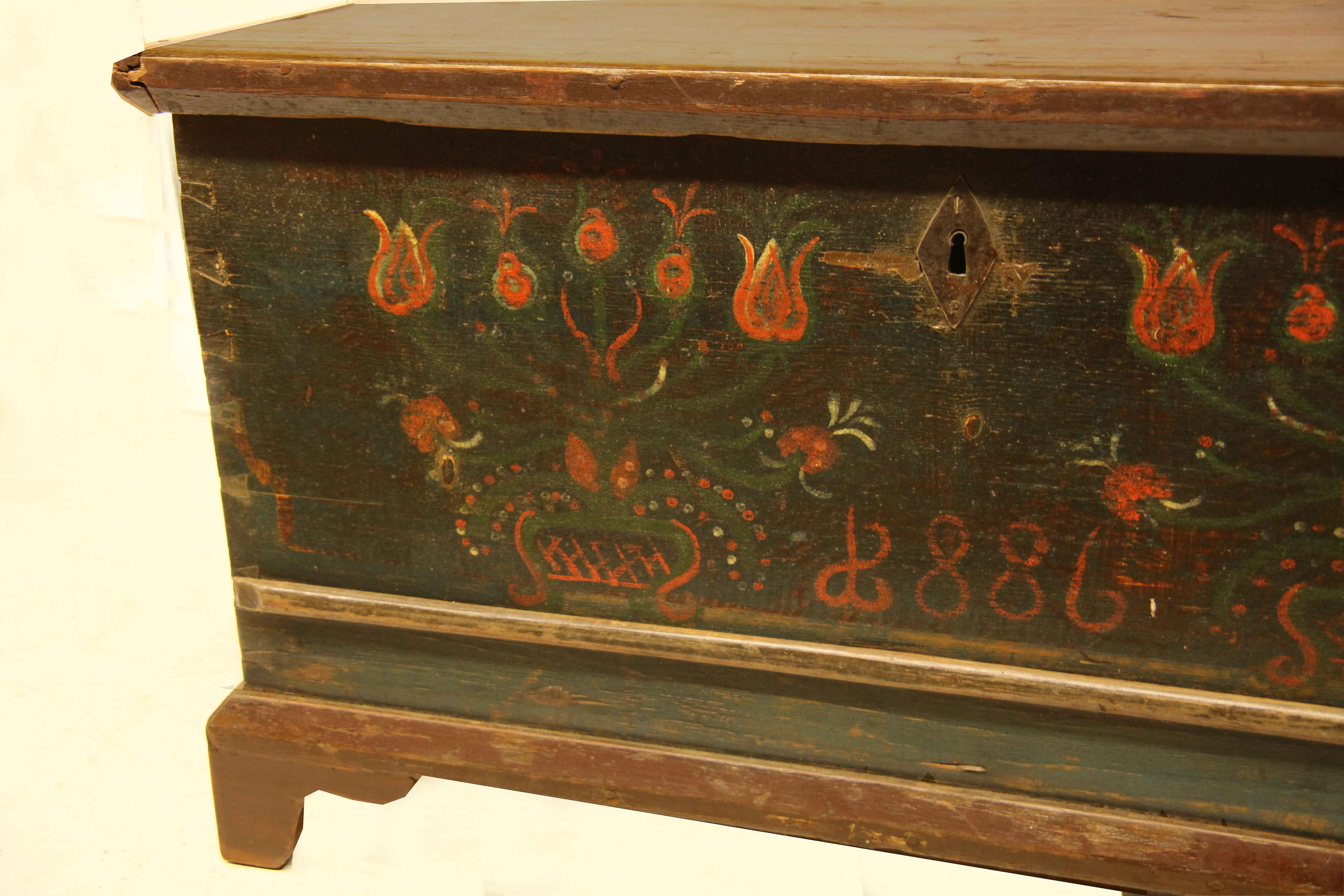 Late 19th Century Central European Painted Blanket Chest For Sale