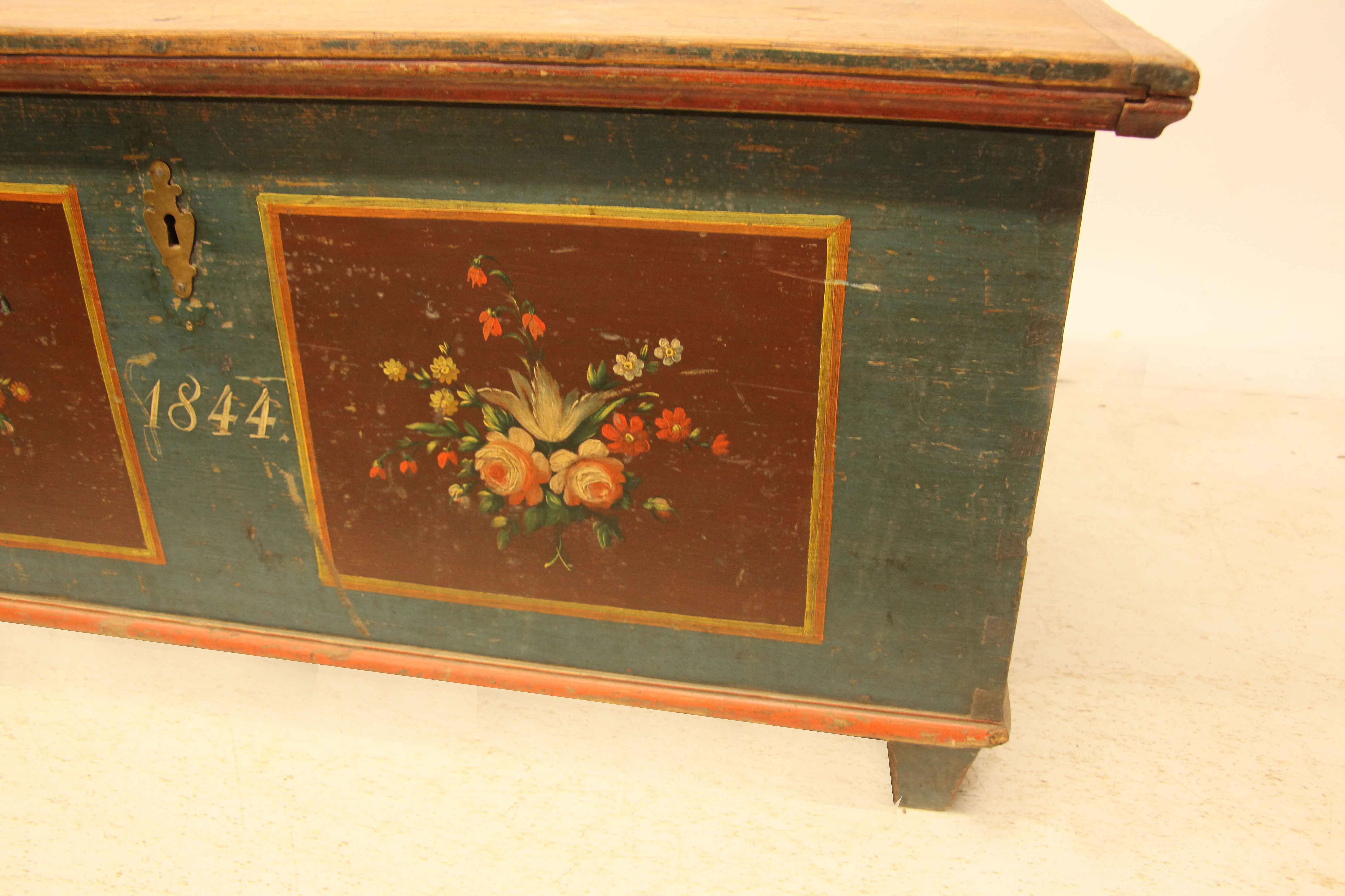Mid-19th Century Central European Painted Blanket Chest For Sale