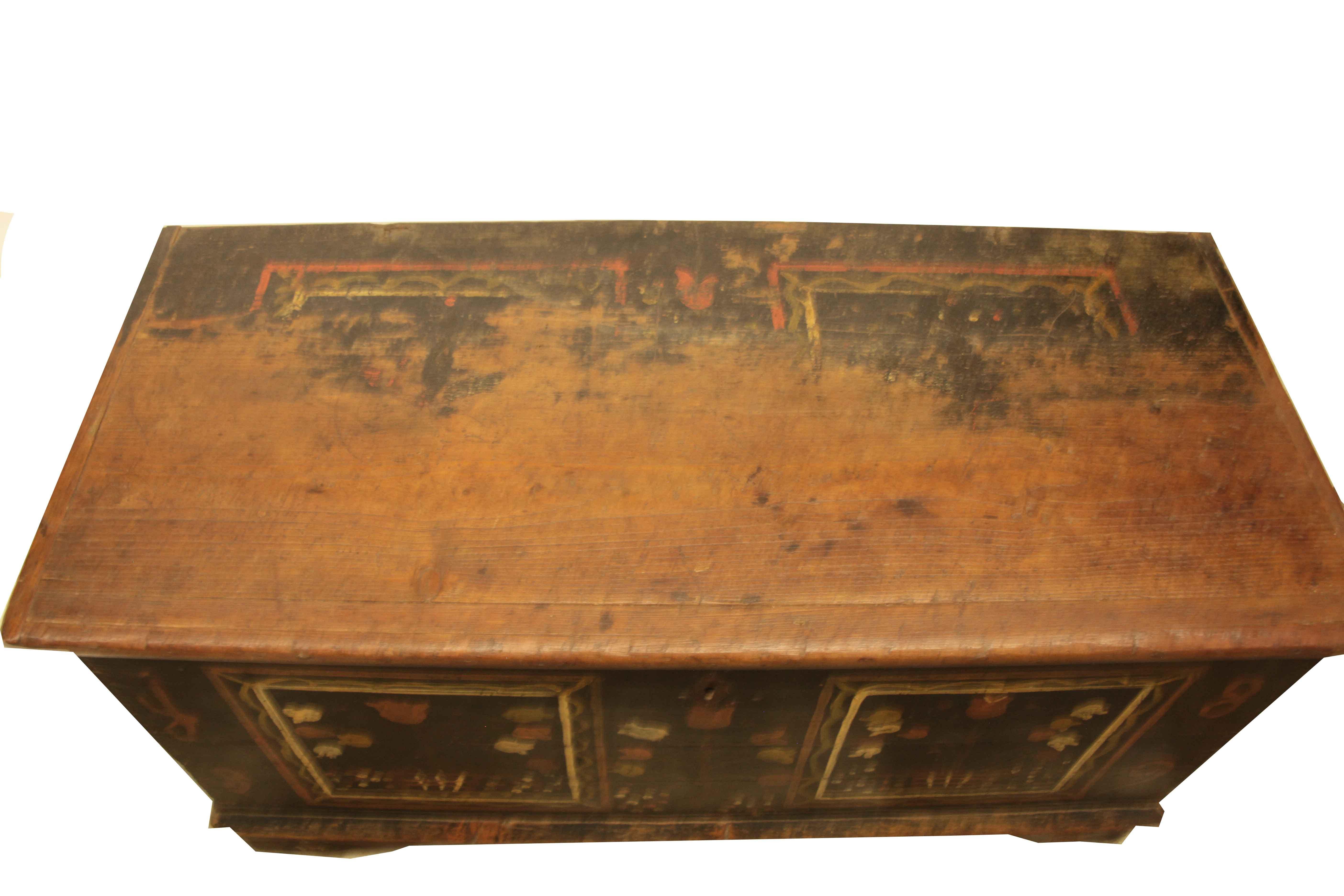 Late 19th Century Central European Painted Blanket Chest For Sale