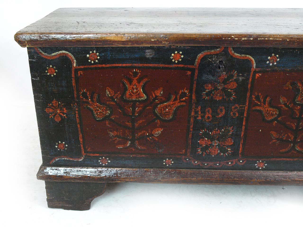 Steel Central European Painted Blanket Chest For Sale