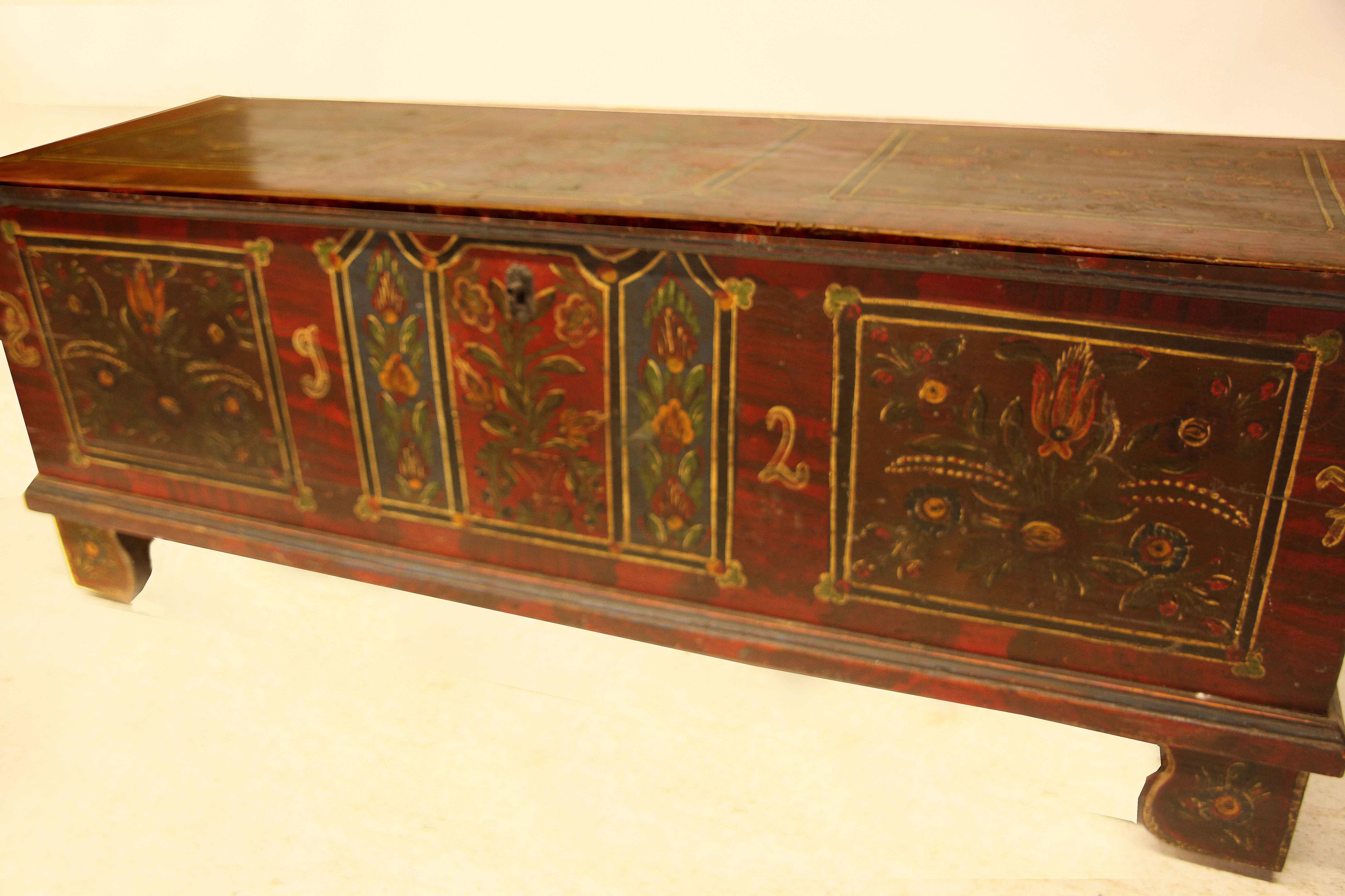 Central European Painted Blanket Chest For Sale 1