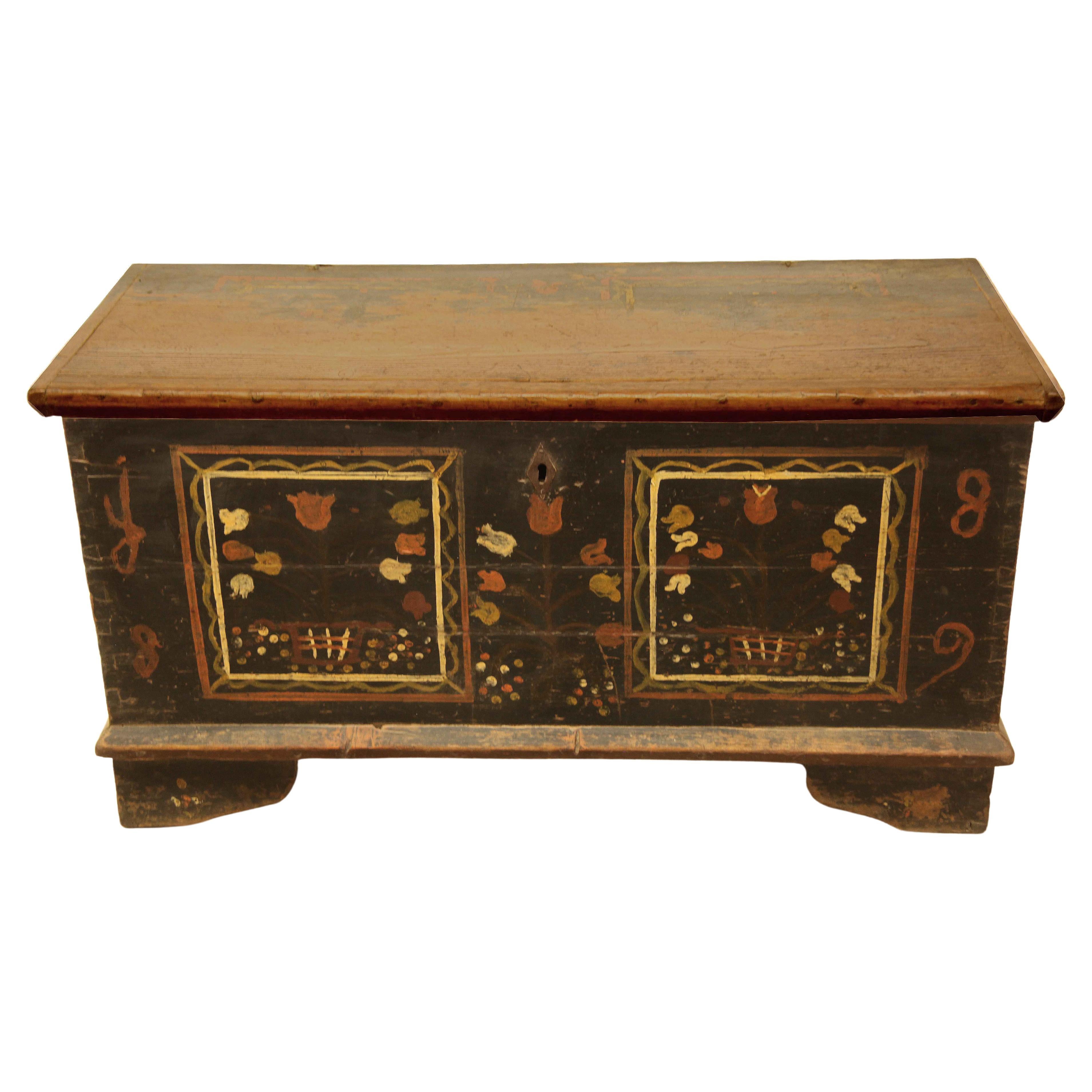 Central European Painted Blanket Chest For Sale