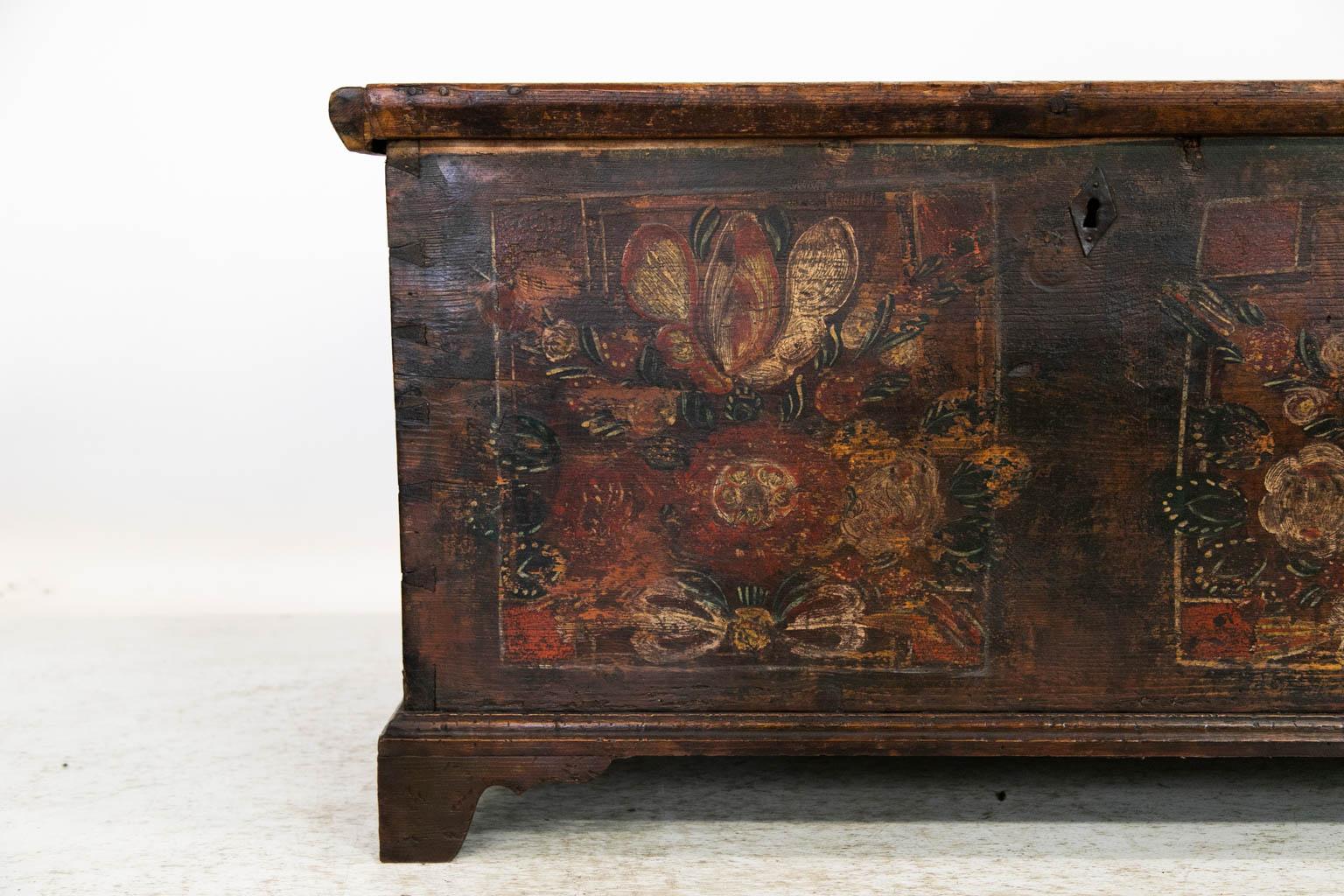 Central European Painted Pine Blanket Chest  For Sale 3