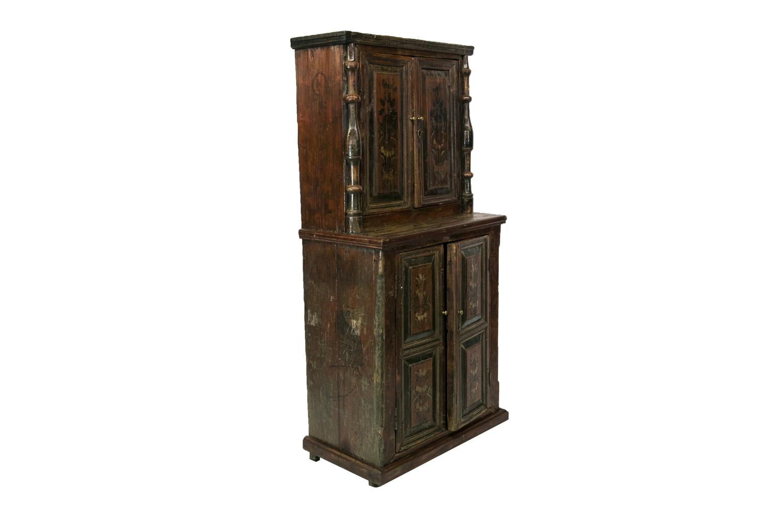 Central European Painted Step Back Cupboard 6