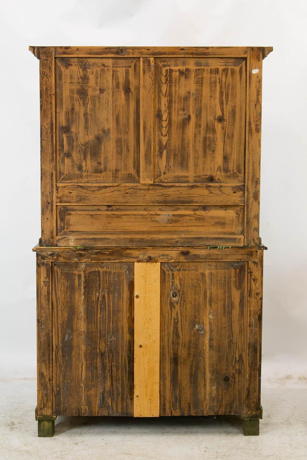 Central European Painted Stepback Cupboard For Sale 5