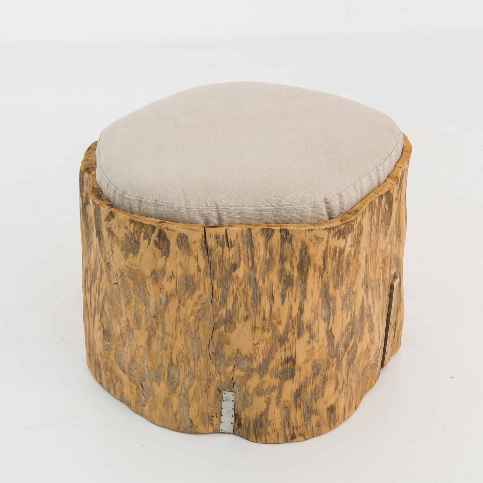 19th Century Central European Tree Trunk with Upholstered Seat