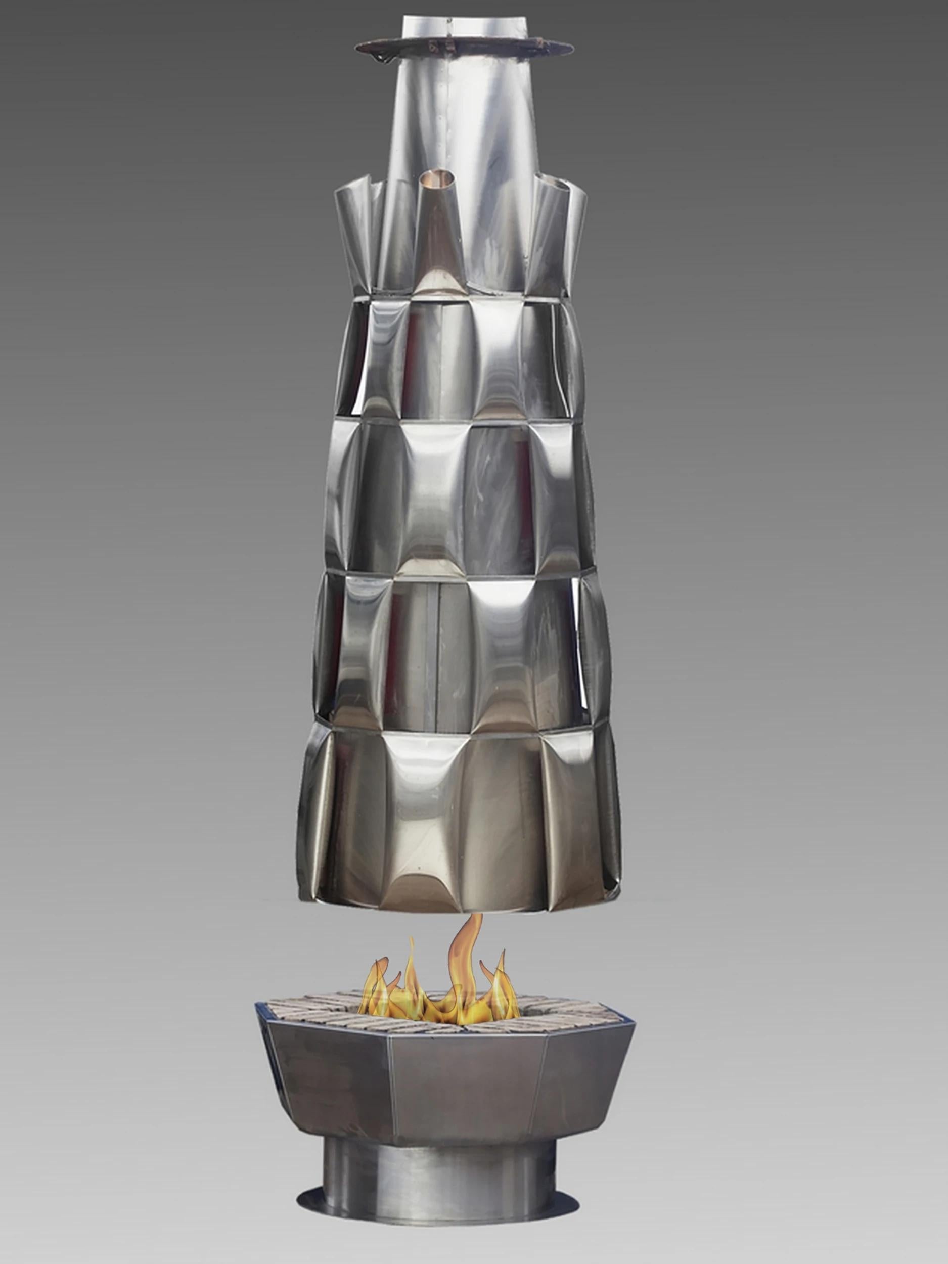 French Central fireplace, unique piece by Josef Ciesla, France, circa 1970 For Sale