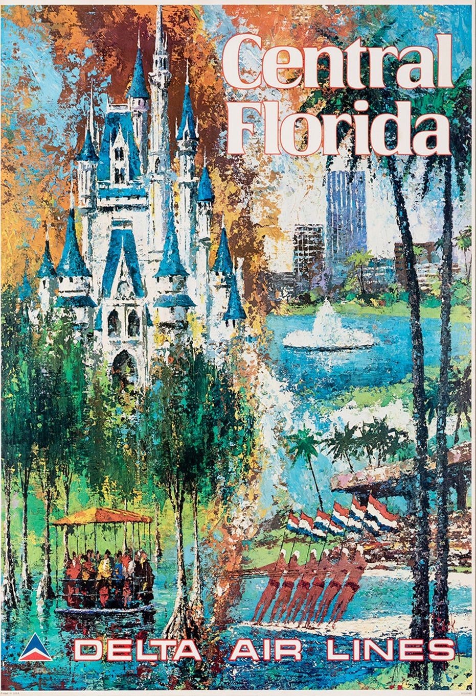 Affiche « Central Florida Walt Disney World Delta Air Lines » de Jack Laycox, 1975