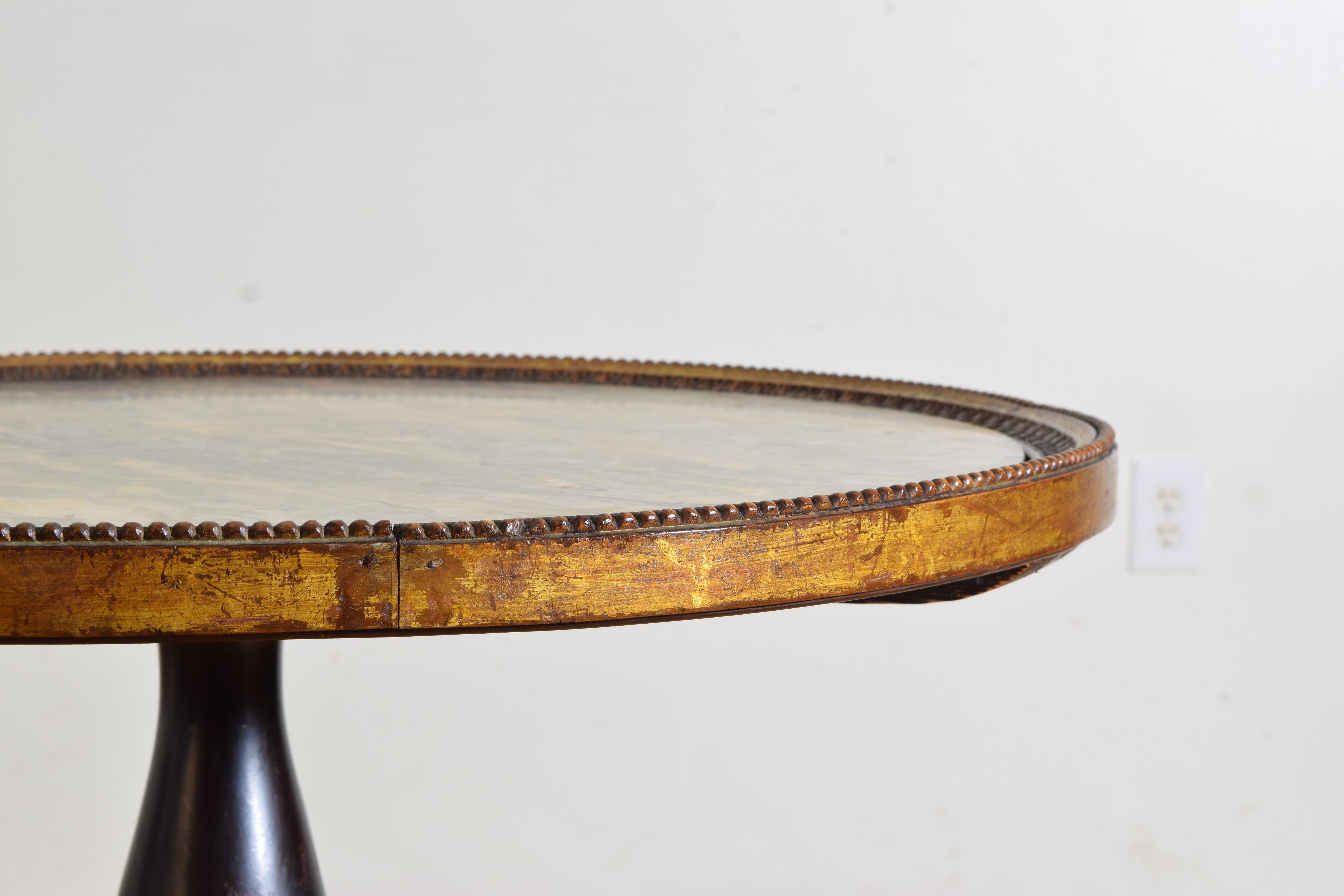 Central Italian Carved Giltwood, Ebonized, & Marble-Top Center Table For Sale 1