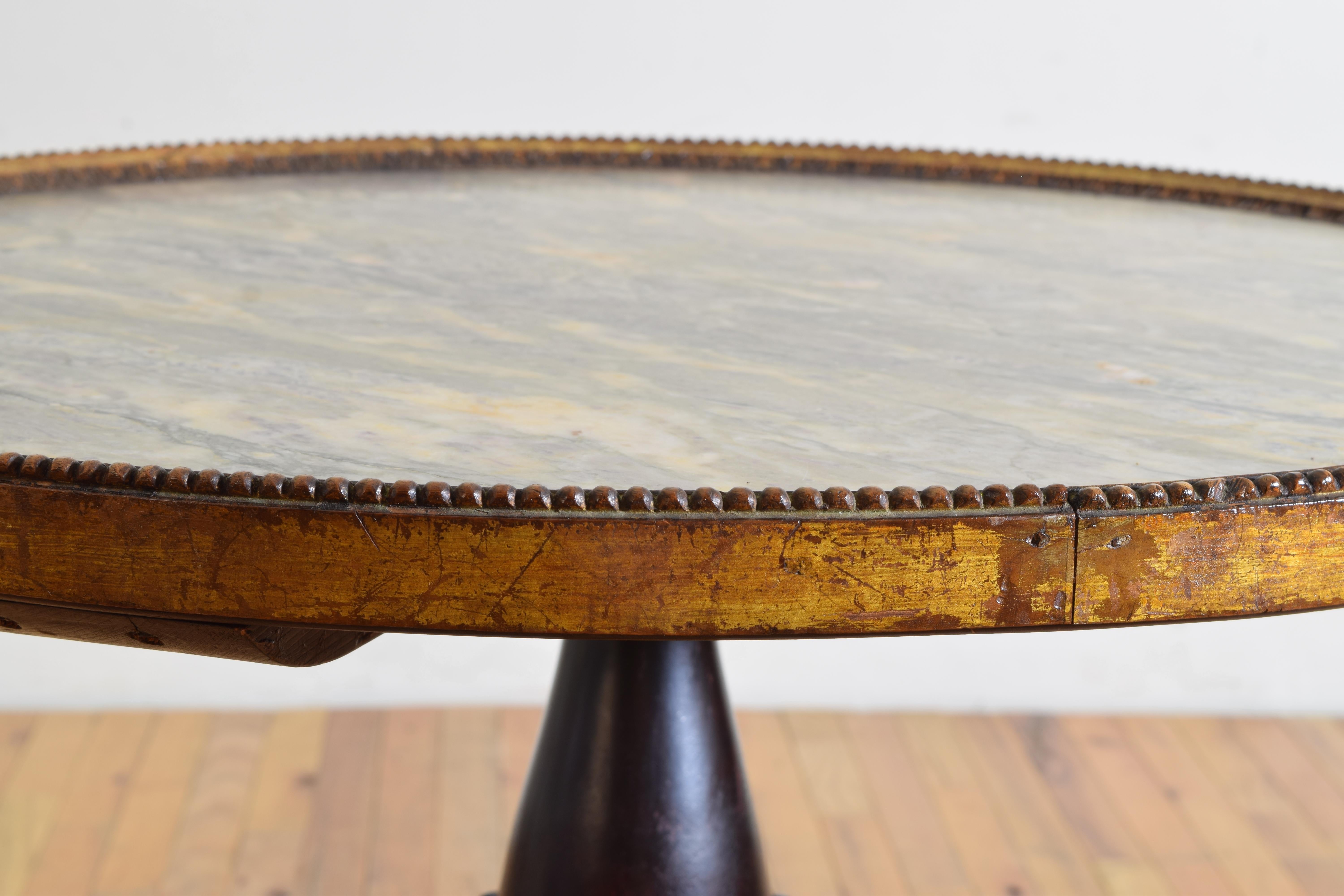 Central Italian Carved Giltwood, Ebonized, & Marble-Top Center Table For Sale 2