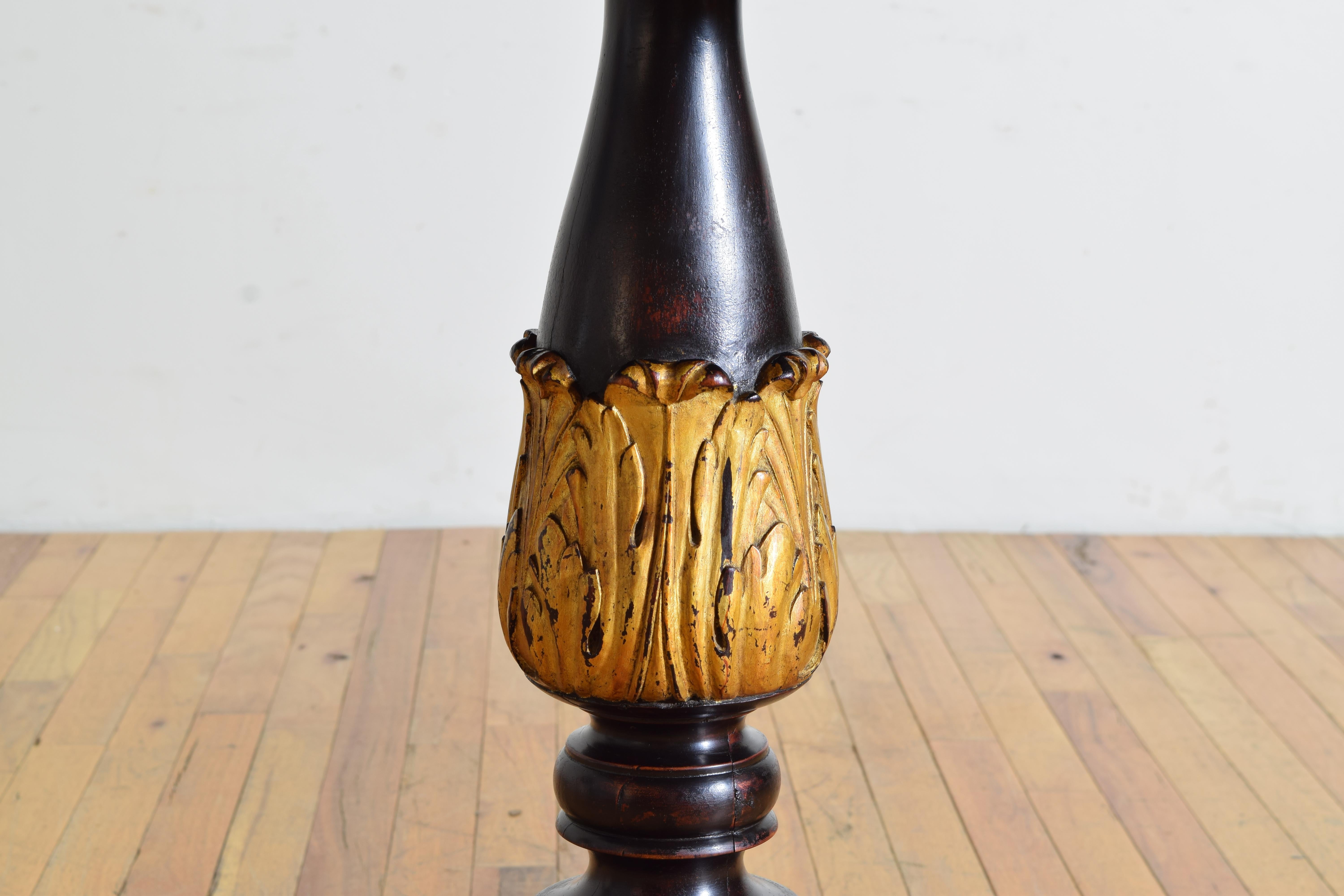 Central Italian Carved Giltwood, Ebonized, & Marble-Top Center Table For Sale 3